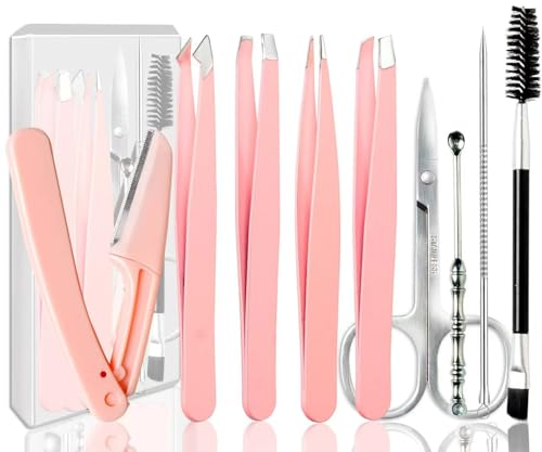 Muzioiernsu Tweezers for Women Facial Hair Eyebrow Kit Tweezer Set Pink Beauty and Personal Care Muzioiernsu Default Title