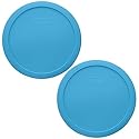 Pyrex 7402-PC 6/7-Cup Bright Blue Pantone Food Storage Replacement Lid (2 Pack) - Made in USA