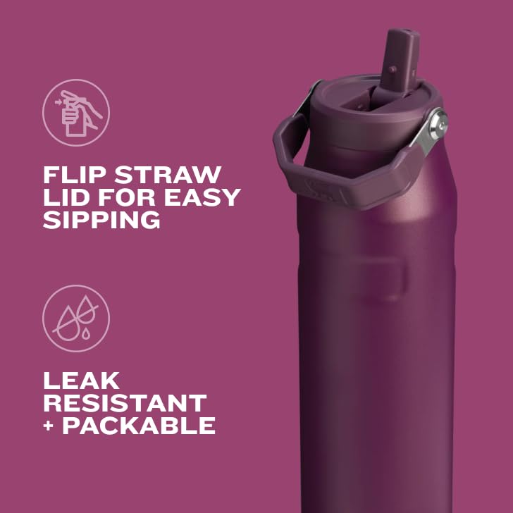 STANLEY IceFlow Flip Straw 2.0 Water Bottle 24 OZ | Built-In Straw with Larger Opening | Lightweight & Leak-Resistant | Insulated Stainless Steel…