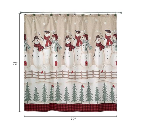 Avanti Linens - Shower Curtain, Fabric Holiday Curtain, Christmas Decorations (Snowmen Gathering Collection, 72")