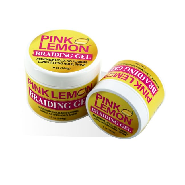 PINK LEMON Braiding Gel- Maximum Hold, No Flaking, Long Lasting Hold, High Shine. For Micro, Inter, Dread, Faux, Loc, Twist, Braid, Edge. (10 oz)