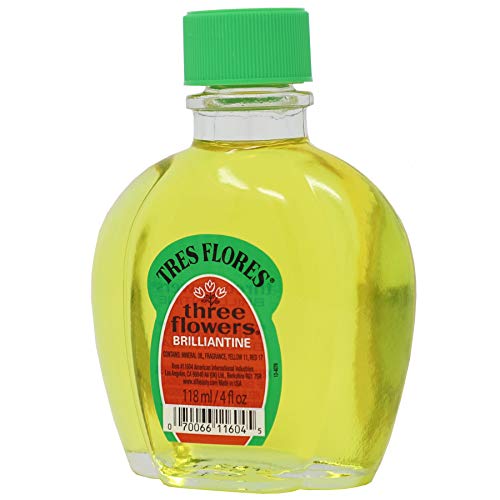 Three Flowers Brilliantine, Men Hair Styling Oil, Anti-Frizz, 2-Pack of 4 FL Oz, Bottles, amber