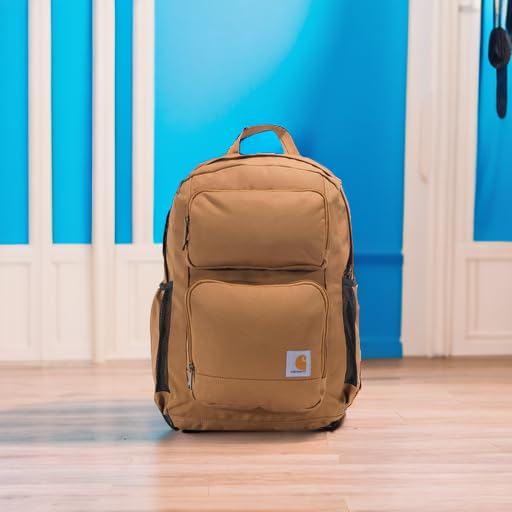 Carhartt 28L Dual-Compartment Backpack, Durable Pack with Laptop Sleeve and Duravax Abrasion Resistant Base, Carhartt Brown