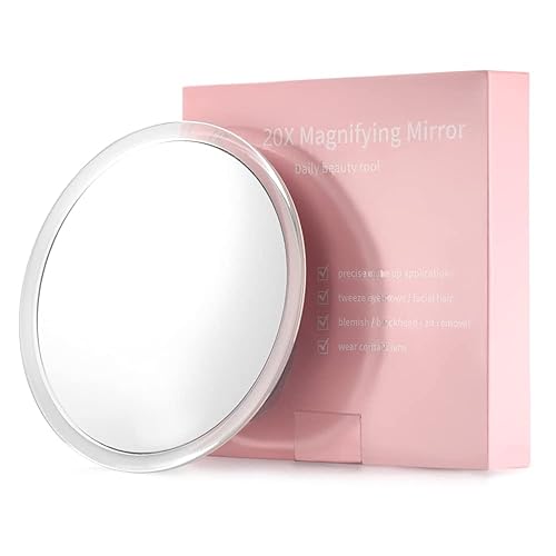 SANTOO 20X Magnifying Mirror - with 3 Mounting Suction Cups - Used for Precise Makeup - Eyebrows/Tweezing - Blackhead/Blemish Removal