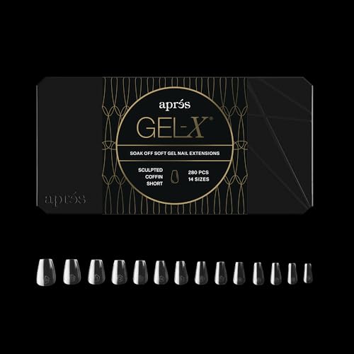 Apres Gel-X® Coffin Box of Nail Tips | 280 Gel-X Tips, Soft Tips, 14 Sizes 00-9 | Half-sizes Included (Sculpted Coffin Short, 280 Count) Beauty & Personal Care APRÉS