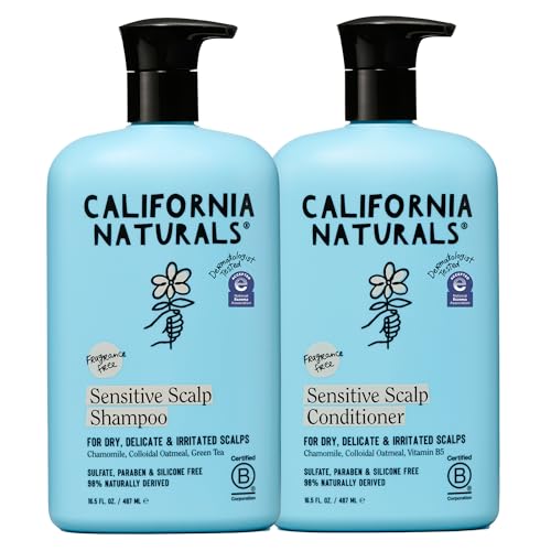California Naturals Sensitive Scalp Shampoo & Conditioner Set, Soothing & Gentle for All Hair Types, Fragrance Free, Colloidal Oat & Chamomile