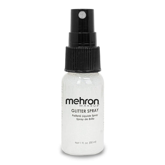 Mehron Makeup GlitterSpray | Hair and Body Glitter Spray | Body Shimmer Spray 1 fl oz (30 ml) (White) perfect for Beauty, Theater, Halloween, Parties
