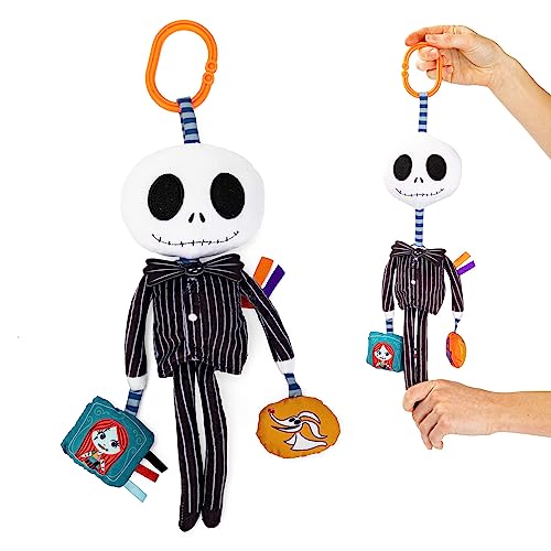 KIDS PREFERRED Disney Baby Nightmare Before Christmas Jack Skellington On The Go Activity Toy with Crinkle, On The Go Clip, Bell Chime and Ziggle