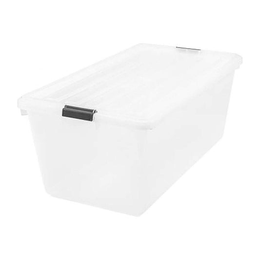 IRIS 91 Quart Buckle Down Storage Box, Clear, Pack of 1