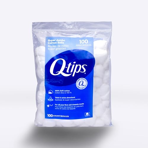Q-Tips Super Jumbo Cotton Balls for Beauty, First Aid and Baby Care, 100% Thick Cotton, 100 Count Beauty and Personal Care Q-tips Default Title