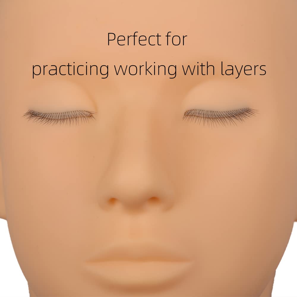 Practice Lash Mannequin Head Flat Head Doll Head Manakin Eyelids for Lash Practice Eyelash Mannequin Doll Face Head Practice Facial Mannequin