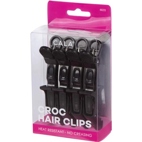 Cala Black croc hair clips 4 count, 4 Count