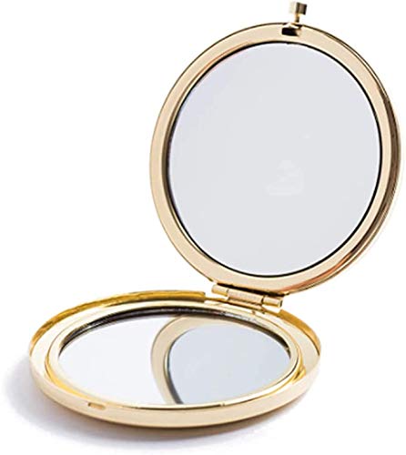 mpowtech 5 Pack Magnifying Compact Mirrors Bulk - Gold Small Mirror for Purse,Double Sided Travel Makeup Mirror with 1x and 2X Magnification,Cosmetic