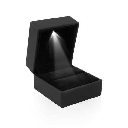 iSuperb® Ring Box Black Jewelry Case Organizer with LED Light Gift Box