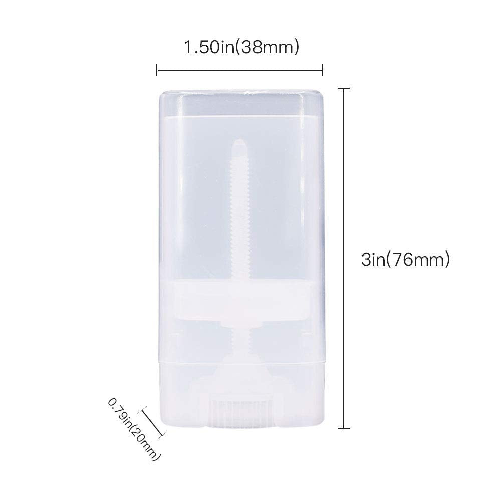 20 Pcs 15ML Clear Empty Plastic Oval Deodorant Containers Lipstick Lip Balm Tubes 0.5 Oz Oval Twist-Up Refillable Tubes BPA Free for DIY Lip Balm