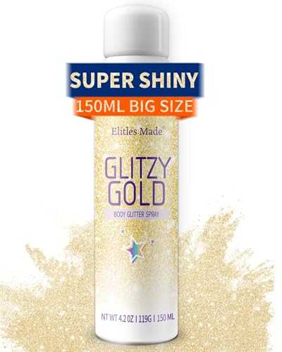 Elitles Made Hair Glitter Body Glitter Spray, 150ML Glitter Hairspray Gold Glitter Spray for Hair and Body, Hair Glitter for Kids Women, Body Shimmer