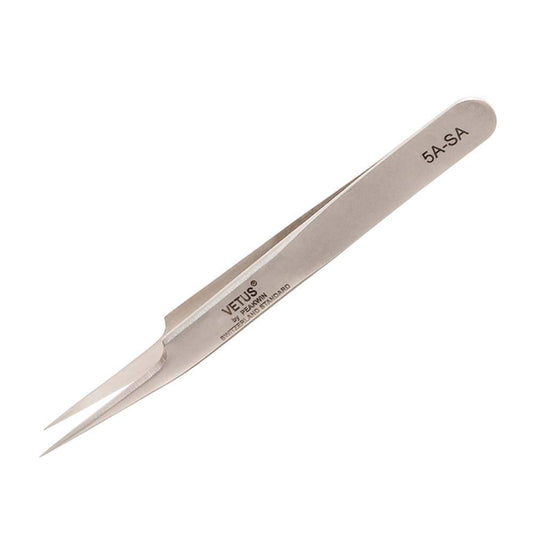 Vetus Tweezer Stainless Steel Non-magnetic Curved Pointed Tip Precision Eyelash Eyebrow Extensions Lashing Tool (5a-sa) Beauty and Personal Care Vetus