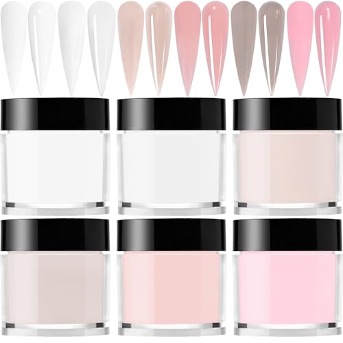 6Colors/Set Acrylic Powder Glitters Professional Carving Nail Polymer Tip Extension French Pink White Clear Adhesive Rhinestone Nail Art Supplies 3D Beauty & Personal Care Bellecrey