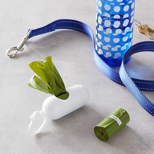 Amazon Basics Dog Poop Bags with Dispenser, 270 Count, Enhanced for Guaranteed Leakproof, Lavender Scented, Includes Leash Clip