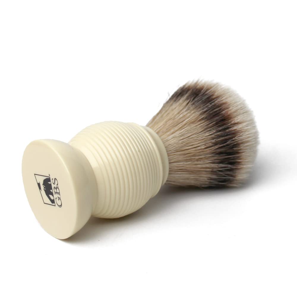 G.B.S Silvertip Synthetic Shaving Brush, Faux Ivory with Stainless Brush Stand, Knot Soft Bristle Grooming Professional Durable Convenient Brush Beauty and Personal Care G.B.S