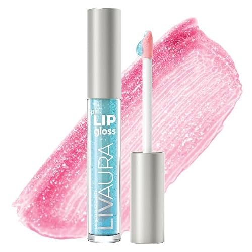 LIVAURA Shimmer Lip Gloss pH Activated, Glitter Lip Gloss for Women, Glossy, Shiny, Sparkly LipGloss, High-Shine Glittery Lipstick, Glimmer Sparkle