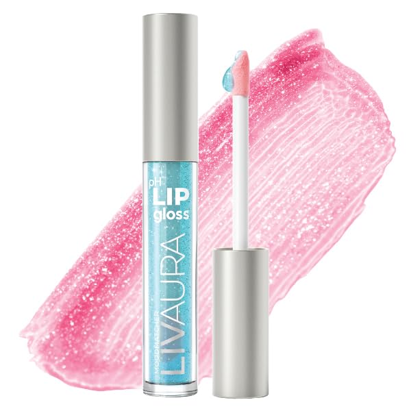 LIVAURA Shimmer Lip Gloss pH Activated, Glitter Lip Gloss for Women, Glossy, Shiny, Sparkly LipGloss, High-Shine Glittery Lipstick, Glimmer Sparkle
