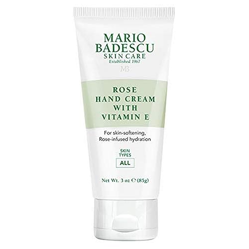Mario Badescu Rose Hand Cream with Vitamin E for Men and Women, Non-Greasy, Light and Fast-Absorbing Hand Cream for Dry Cracked Hands, Ideal for All