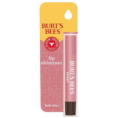 Burt's Bees Shimmer Lip Tint, Tinted Lip Balm Stick, Moisturizing for All Day Hydration with Natural Glowy Pigmented Finish & Buildable Color, Peony