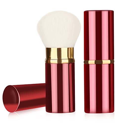 Falliny Retractable Makeup Brushes, Travel Face Kabuki Blush Brush, Portable Powder Brush with Cover for Blush, Sunscreen,Bronzer, Buffing