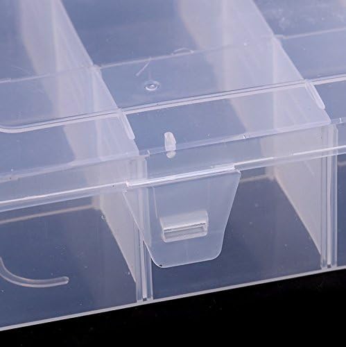 Kamay's Large Transparent Thick Hard 15 Grids Adjustable Compartment Slot Plastic Hobby Craft Storage Box Case Raft Storage Box Organizer…