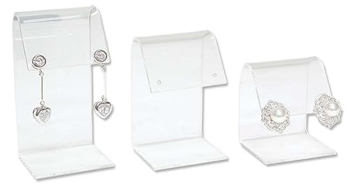 Acrylic Clear Curved Top Earring Display 3 Piece Set