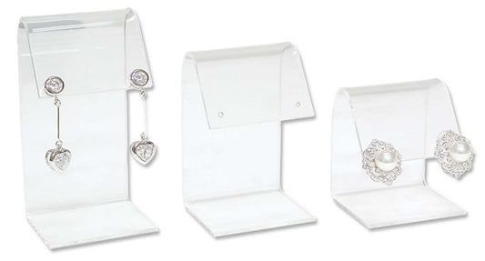 Acrylic Clear Curved Top Earring Display 3 Piece Set