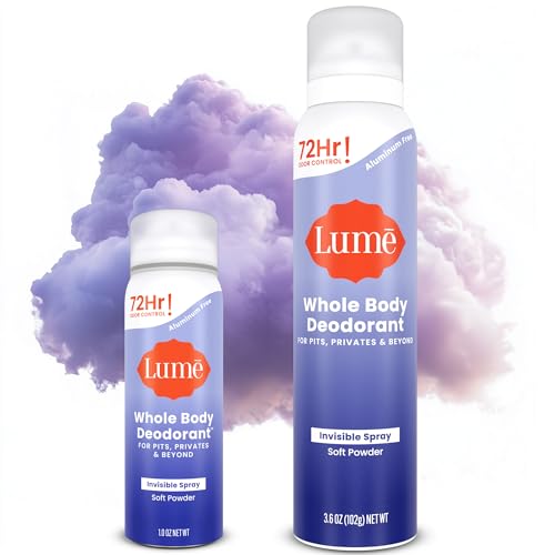 Lume Invisible Spray Deodorant For Women Two Pack - Full Size & Mini Whole Body Deodorant Spray - 72 Hr Odor Control - Aluminum & Baking Soda Free - 2 Beauty and Personal Care Lume Default Title