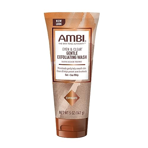 Ambi Even & Clear Gentle Exfoliating Wash with Oat and Sea Whip, Salicylic Acid Acne Treatment, Helps Clear & Prevent Breakouts, Exfoliates to Help