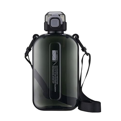 excvalues 24 oz Flat Square Bottle Travel Flask Portable BPA Free Square Water Bottle Leakproof Large Water Bottles for Bag Travel Sports (Black)