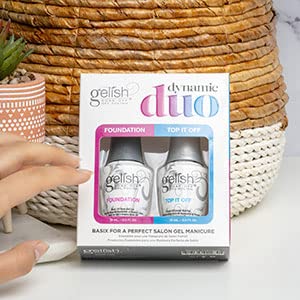 Gelish Dynamic Duo - Foundation Base & Top It Off Sealer Gel Set, Long-lasting, High-Shine Finish for Gel Manicures, Cures Fast in LED/UV Light, No
