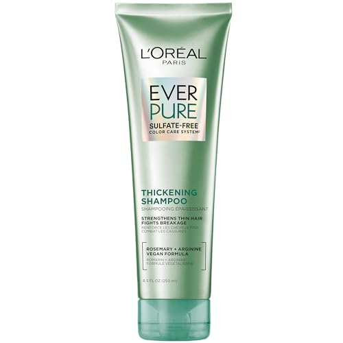 L'Oreal Paris Thickening Sulfate Free Shampoo, Thickens + Strengthens Thin, Fragile Hair, Hair Care with Rosemary Leaf, EverPure, 8.5 Fl Oz (Packaging