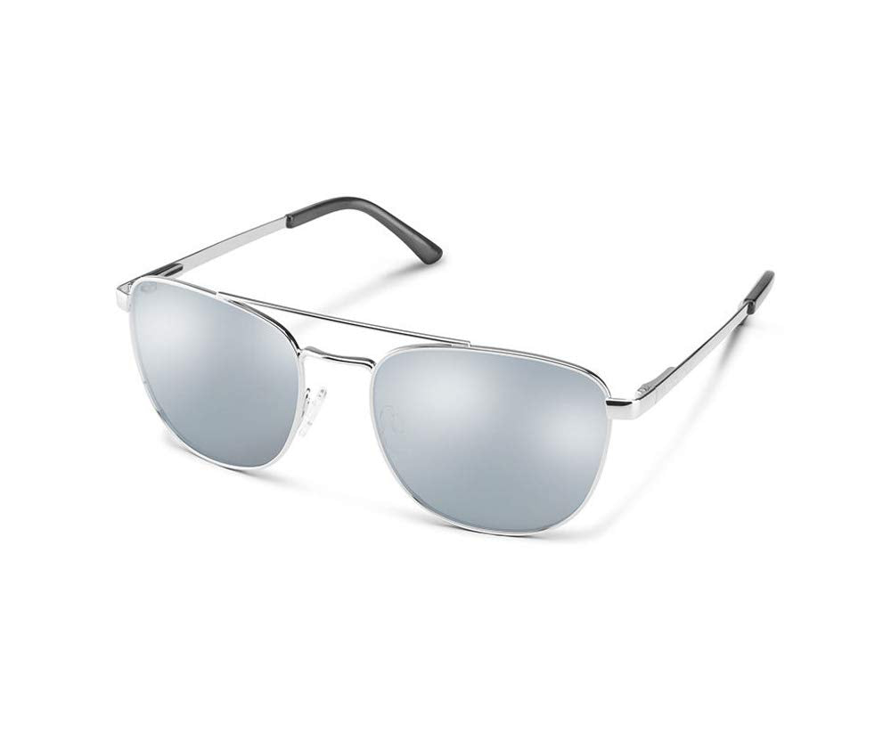 Suncloud Fairlane Polarized Sunglasses in Matte Silver with Silver Mirror 54mm