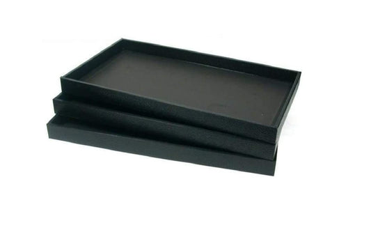 RJ Displays- 3-pack Black plastic Stackable Standard size Jewelry Display trays. For Display of Jewelry Rings, Bracelets, Necklaces, Pendants…