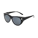 Dioptics Women's Solar Shield Frissell Fits Over Sunglasses Polarized Cat-Eye, Black, 54 mm