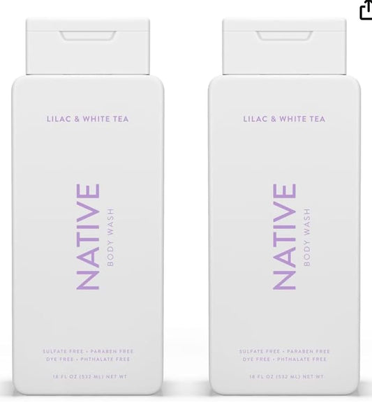 Native Body Wash Contains Naturally Derived Ingredients | For Women & Men, Sulfate, Paraben, & Dye Free Leaving Skin Soft and Hydrating | Lilac Beauty & Personal Care Native
