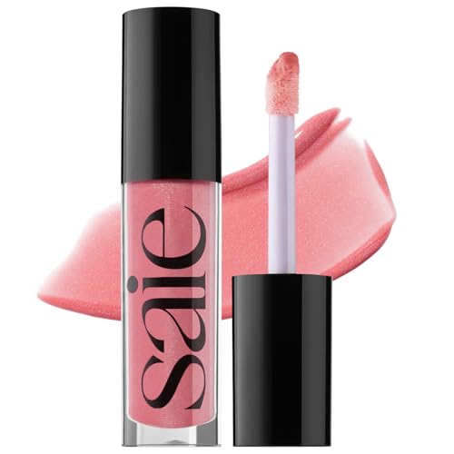 Saie Glossybounce - Hydrating Lip Gloss and Tinted Lip Oil Hybrid with Hyaluronic Acid & Jojoba Oil for Non-Sticky, Ultra-Shiny, Plump & Soft Lips -