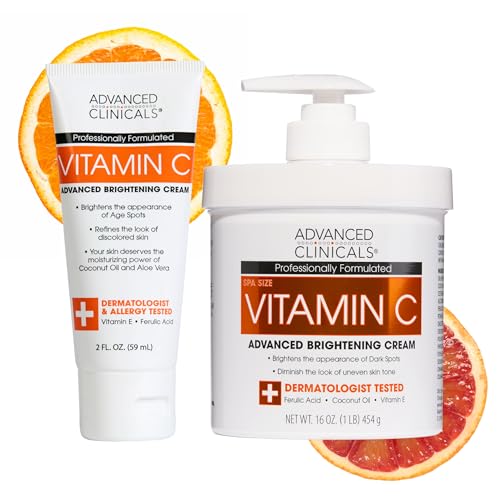Advanced Clinicals Vitamin C Cream Visibly Brightening Body Lotion | Vitamin C Moisturizer Skin Care Body Cream For Women & Men Visibly Improves Look Beauty and Personal Care Advanced Clinicals Default Title