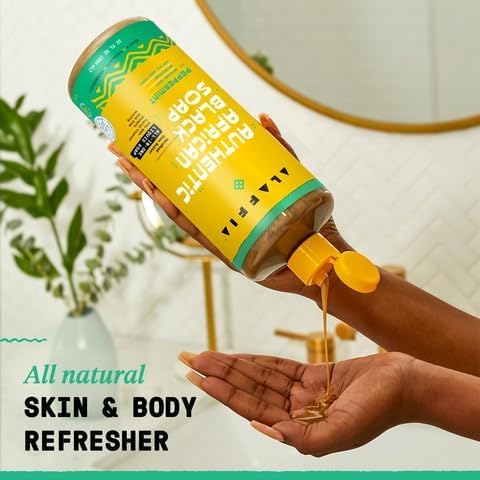 Alaffia Authentic African Black Soap Variety 2-Pack - All-In-One Liquid Soap, Travel-Size Eucalyptus Tea Tree + Full-Size Peppermint Body Wash, Face