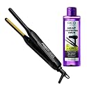 RED by KISS 2 Pcs Styling Set, 0.3” Ceramic Tourmaline Pencil Flat Iron & 6 Fl Oz Heat Protectant Hair Serum with Castor & Coconut Oil, for Edges
