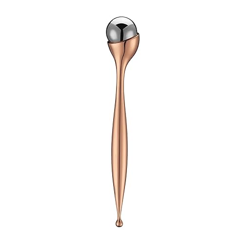 LISAPACK Metal Eye Cream Roller Wand, Face Massage, Facial Massager for Applicator, Reduce Puffiness (Rose Gold)