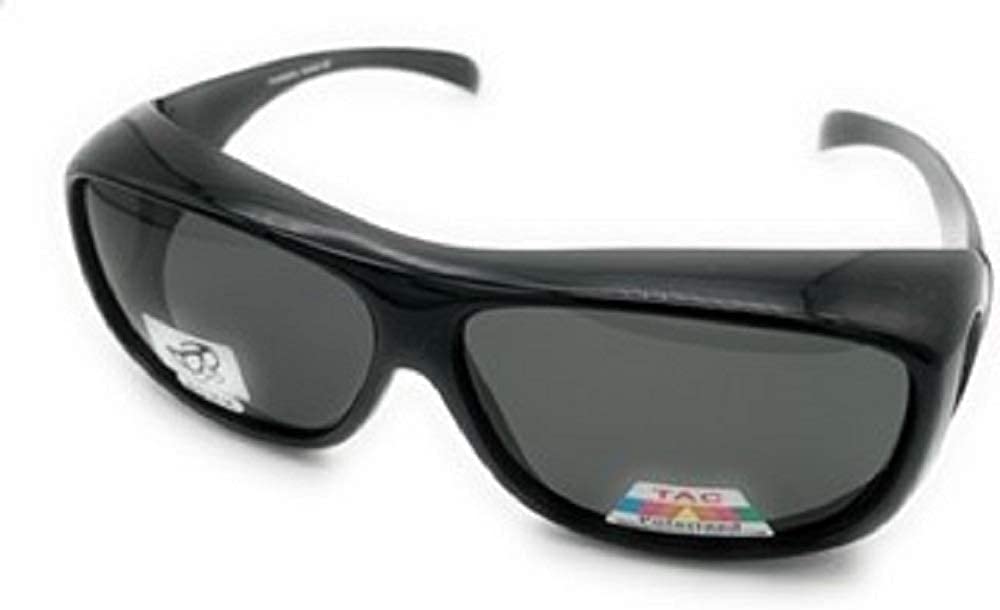 Polarized Fit Over Wear Over Reading Glasses Sunglasses, Size Large (Black 43299, Smoke)