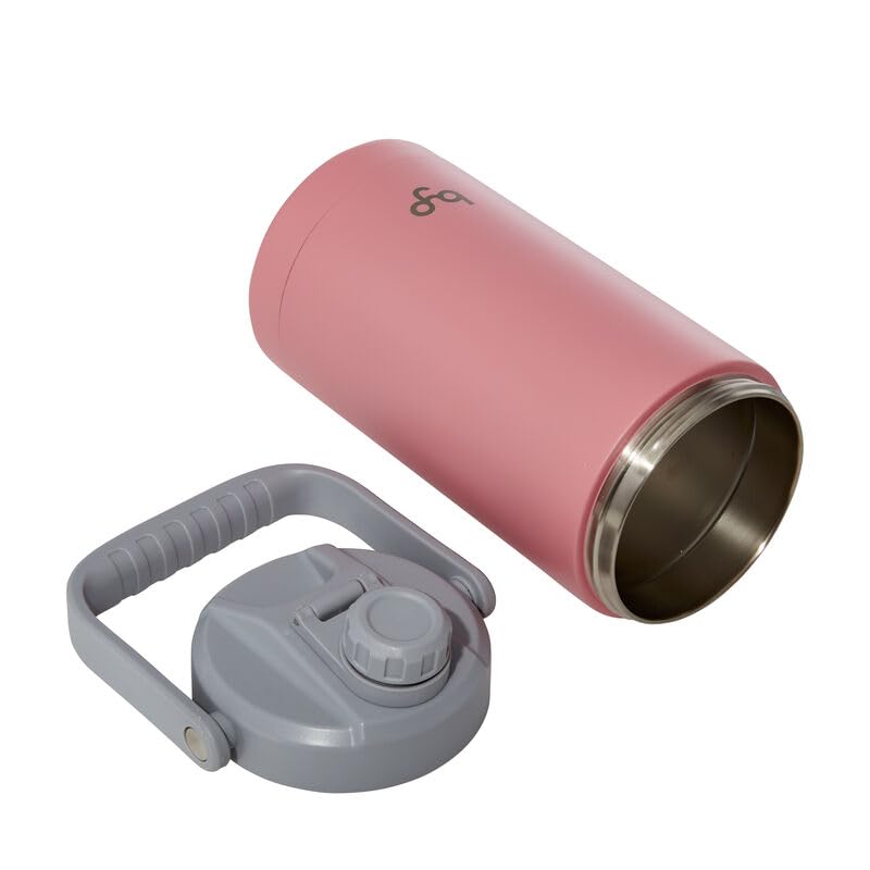 Built Byo 64 Oz Double Walled Insulated Stainless Steel Bottle (Pink) - BPA-Free Leakproof Chug Lid, Durable Sweat-Proof Silicone Grip Handle