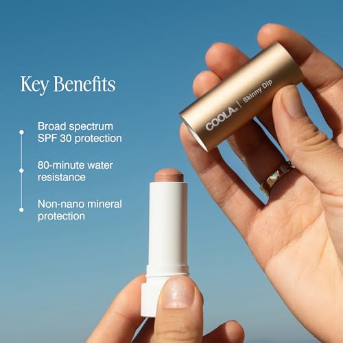 COOLA Organic Tinted Lip Balm & Mineral Sunscreen with SPF 30, Dermatologist Tested Lip Care for Daily Protection, Vegan, Skinny Dip, 0.15 Oz