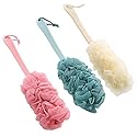 Nutteri 3 Pack Back Scrubber Long Handled Bath Brush Soft Mesh Sponge Exfoliating Body Scrub Back Cleaner Loofah Bathroom Shower Accessories for Women